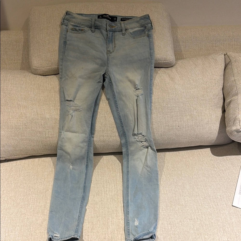 Hollister Blue Skinny Jeans with Distressed Details